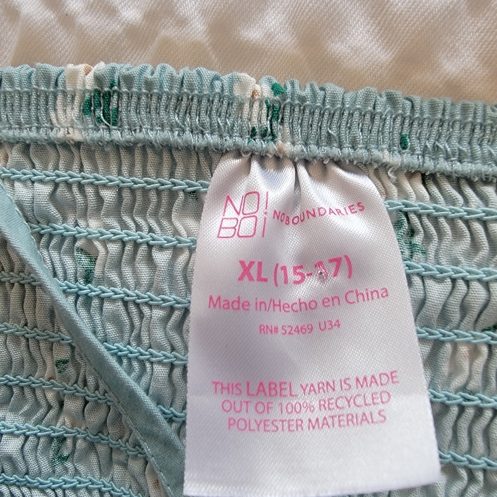 Summer Mini Blue Dress With Dainty White Flowers SZ XL No Boundaries - Picture 5 of 7